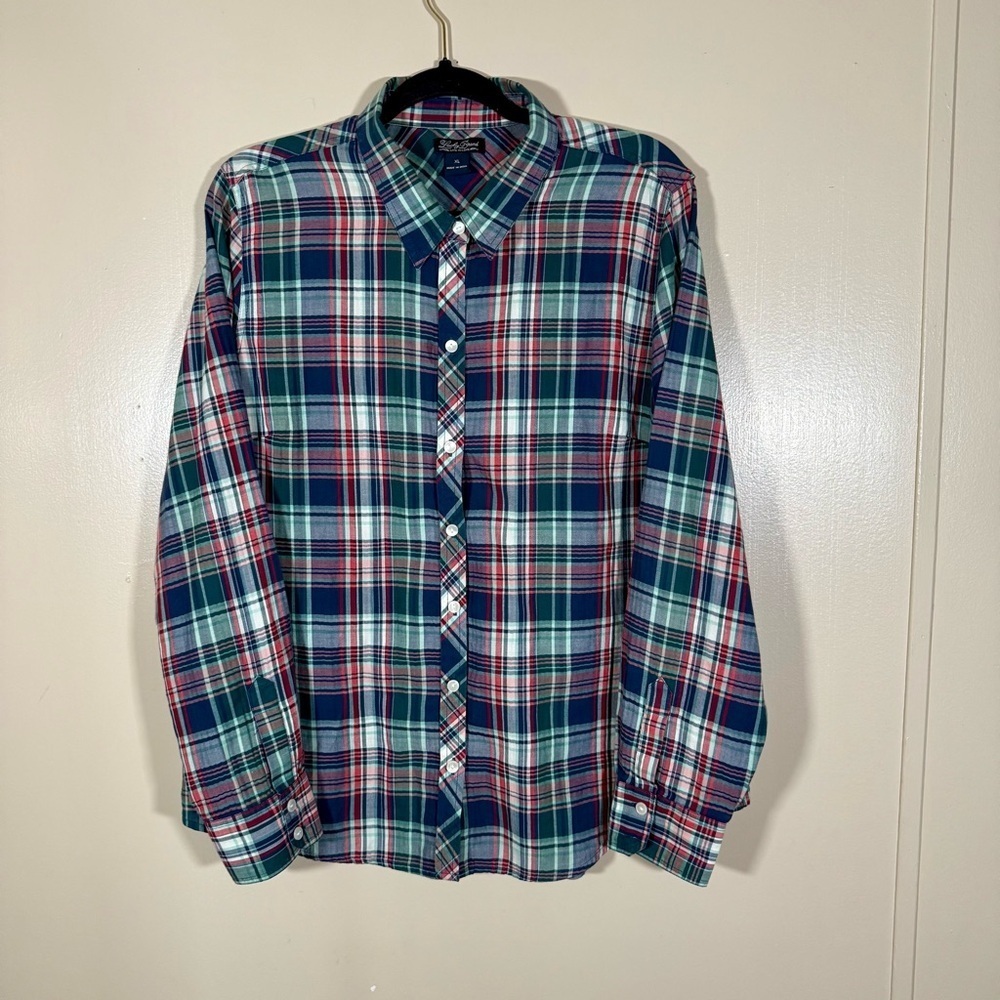 Women’s Lucky Brand Long Sleeve Plaid Button Down Shirt Green Size XL